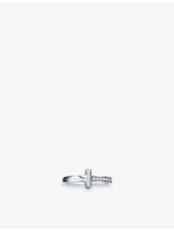 selfridges Tiffany T T1 Narrow 0.08ct Diamond and 18ct White Gold Ring- Buy online at McGrocer