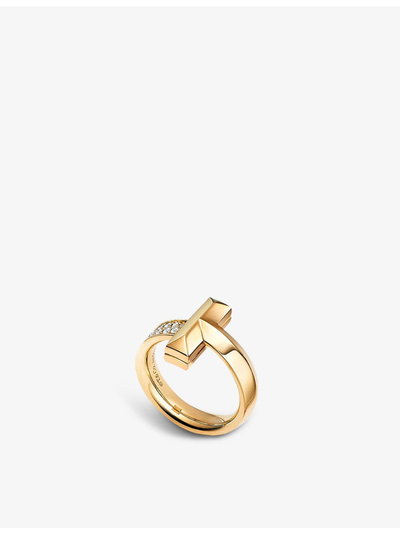 Tiffany T1 wide 18ct yellow gold 0.21ct diamond ring (British brand)
