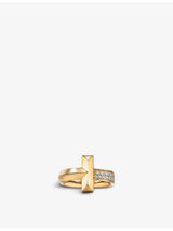 selfridges Tiffany & Co. T T1 Wide 18ct Yellow Gold and 0.21ct Diamond Ring- Buy online at McGrocer
