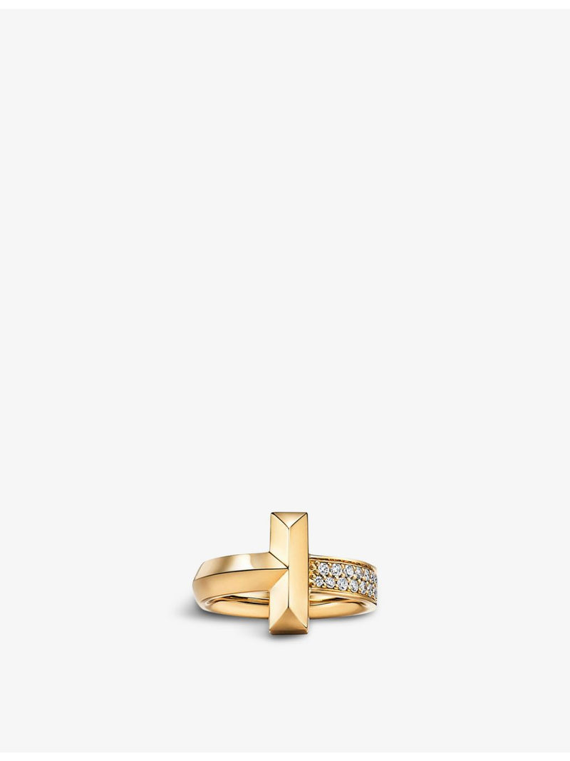 Tiffany T1 wide 18ct yellow gold 0.21ct diamond ring (British brand)