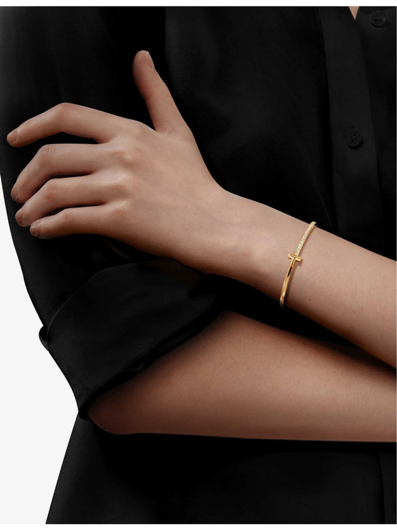 Tiffany & Co. T1 Narrow 18ct yellow gold diamond bracelet, imported from the UK