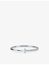 selfridges Tiffany & Co. T1 Narrow Small 18ct White Gold 0.92ct Diamond Bracelet- Buy online at McGrocer