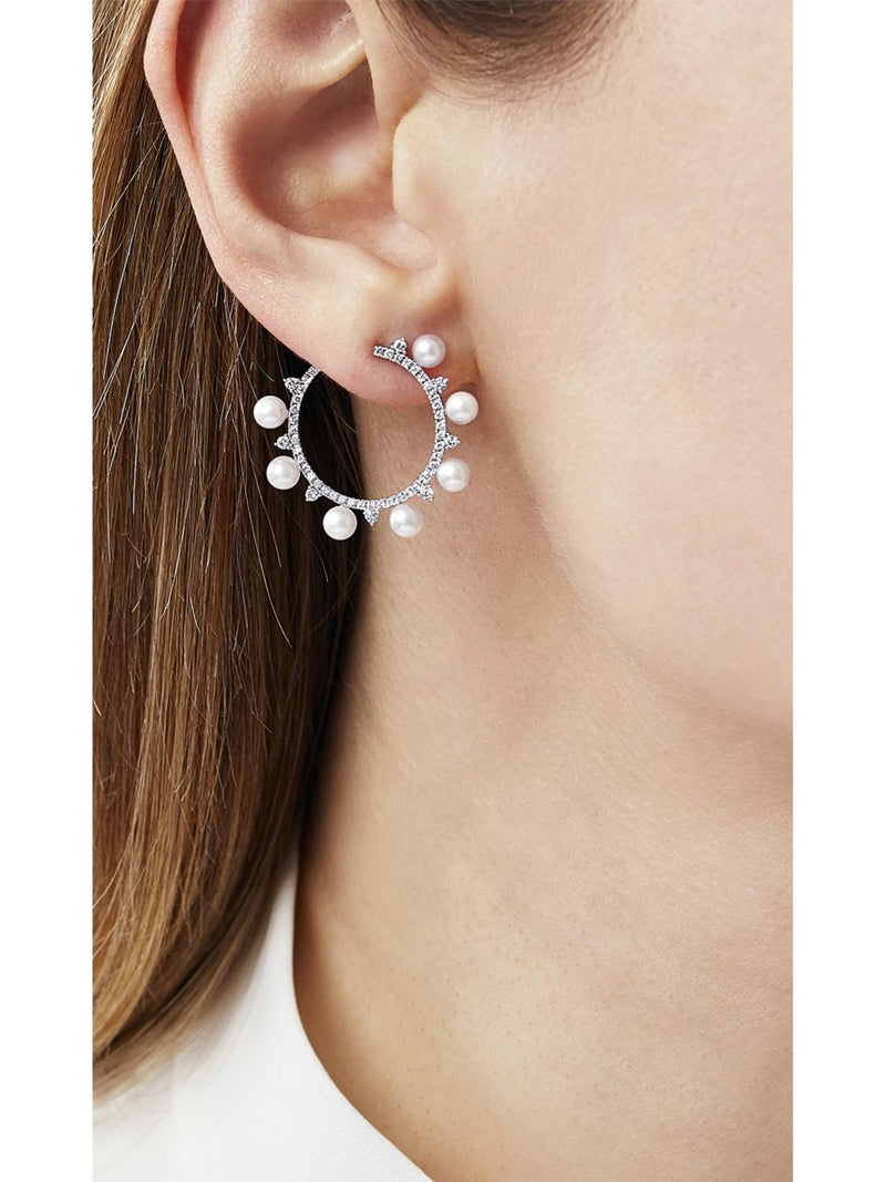 Yoko London Akoya pearl and diamond earrings 3cm drop, UK version