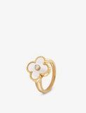 Van Cleef & Arpels Vintage Alhambra 18ct Yellow Gold Mother-of-Pearl Diamond Ring