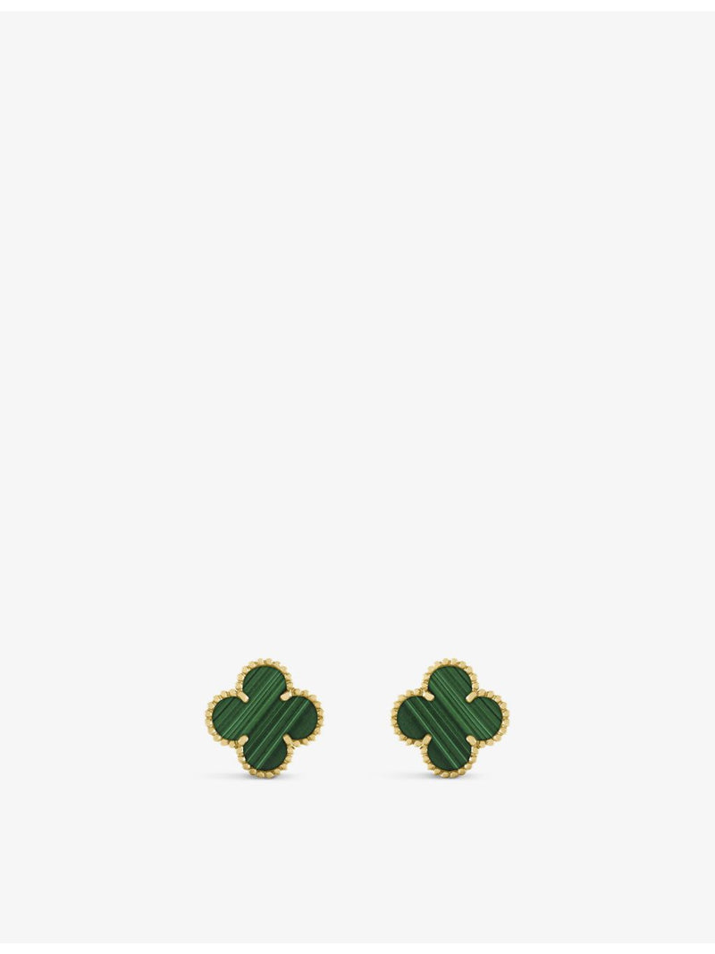 Vintage Alhambra 18ct Yellow-Gold And Malachite Stud Earrings