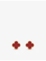 selfridges Van Cleef & Arpels Sweet Alhambra 18ct Rose Gold and Carnelian Stud Earrings- Buy online at McGrocer