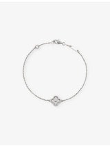 selfridges Van Cleef & Arpels Sweet Alhambra 1-Motif Rhodium Plated 18ct White-Gold 0.08ct Diamond Bracelet- Buy online at McGrocer