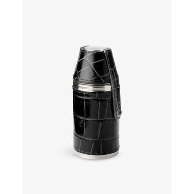 selfridges Aspinal of London Hunter Stainless Steel and Leather Flask- Buy online at McGrocer