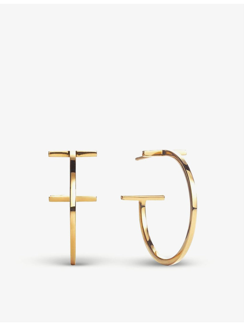 Tiffany T Wire medium 18ct yellow-gold hoop earrings, imported from the UK