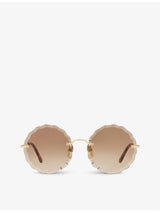 selfridges Chloé CH0047S Scalloped Round Metal Frame Sunglasses- Buy online at McGrocer