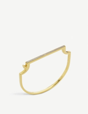 Monica Vinader Signature Skinny 18ct Yellow Gold-Plated Vermeil 0.35ct White Diamond Bangle Bracelet