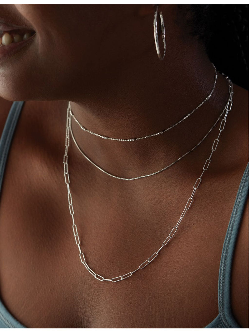Monica Vinader triple-beaded sterling silver choker necklace - British product