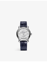 selfridges Chopard Happy Sport Alligator-Embossed Leather Stainless-Steel 0.25ct Diamond Self-Winding Mechanical Watch 33mm- Buy online at McGrocer