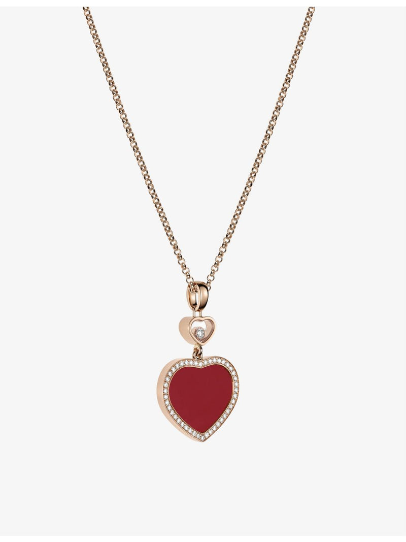 Chopard Happy Hearts rose gold pendant necklace with 0.24ct diamond (British brand)