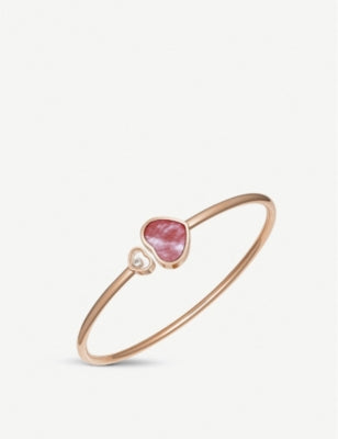 Chopard Happy Hearts 18ct Rose Gold 0.05ct Diamond Mother-of-Pearl Bangle Bracelet