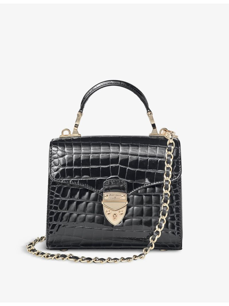 Aspinal of London Mayfair mini croc-embossed leather top-handle bag (British brand)