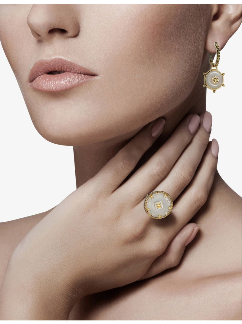 Nadine Aysoy Celeste diamond and jade huggie earrings, UK version