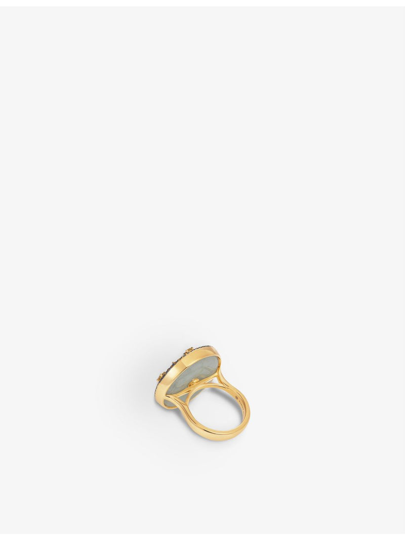Nadine Aysoy Celeste ring 18ct gold, diamonds and jade, UK version