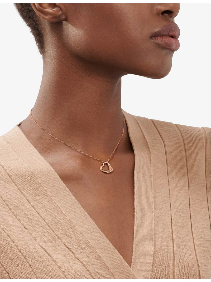 Tiffany & Co Open Heart pendant 18ct rose gold diamond necklace, imported from the UK