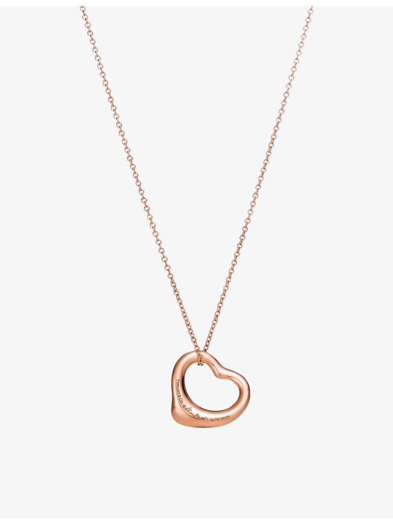 Tiffany & Co Open Heart pendant 18ct rose gold diamond necklace, imported from the UK