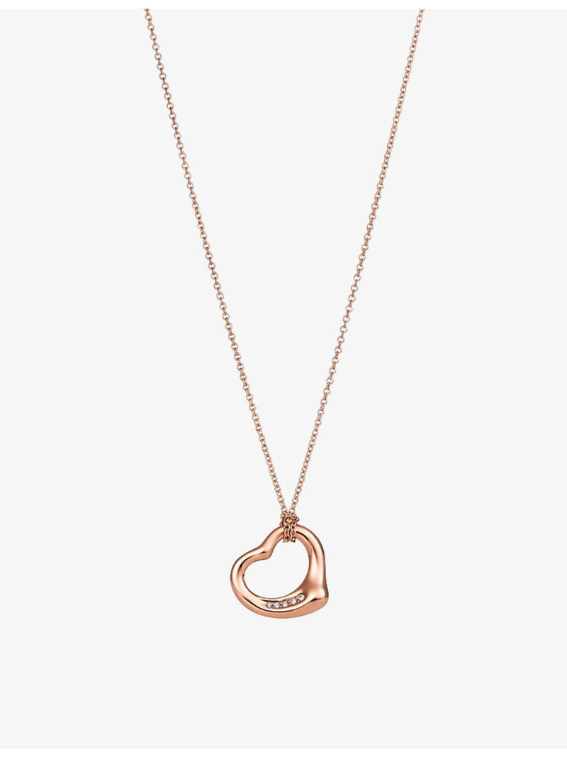 Tiffany & Co Open Heart pendant 18ct rose gold diamond necklace, imported from the UK