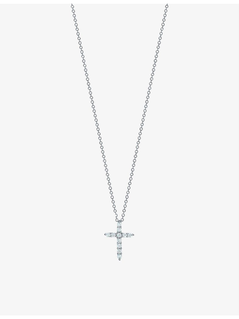 Tiffany & Co. platinum diamond cross pendant necklace 0.21ct, UK version