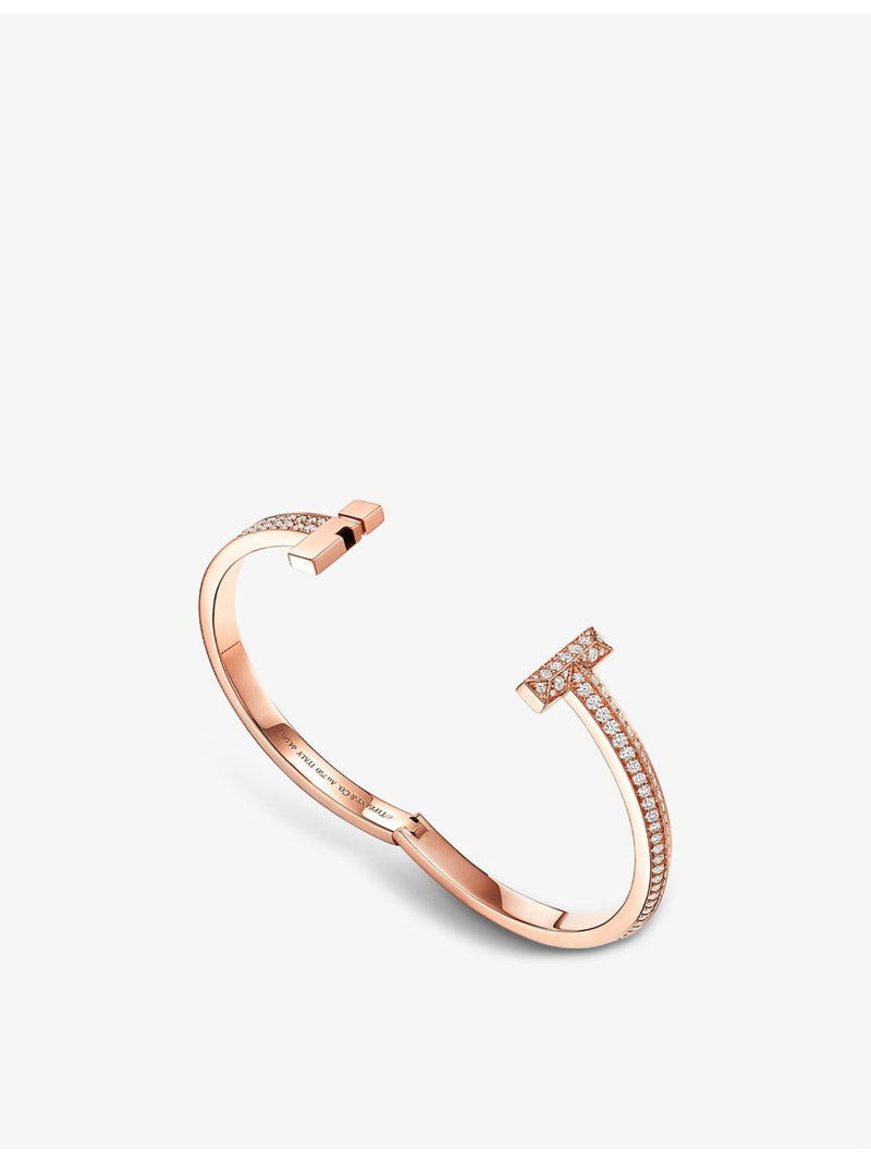 Tiffany T1 medium 18ct rose gold diamond bangle bracelet, UK version