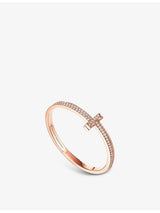 selfridges Tiffany & Co. T1 Medium 18ct Rose Gold 4.08ct Brilliant-Cut Diamond Bangle Bracelet- Buy online at McGrocer