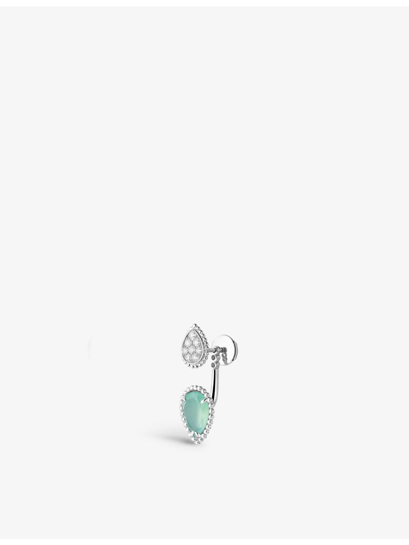 Boucheron Serpent Bohème stud earring 18ct white gold and aquaprase (British brand)