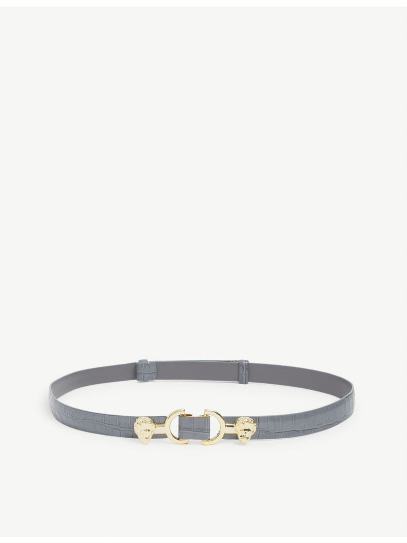 Maje crocodile-effect leather slim belt 1.75cm, UK version