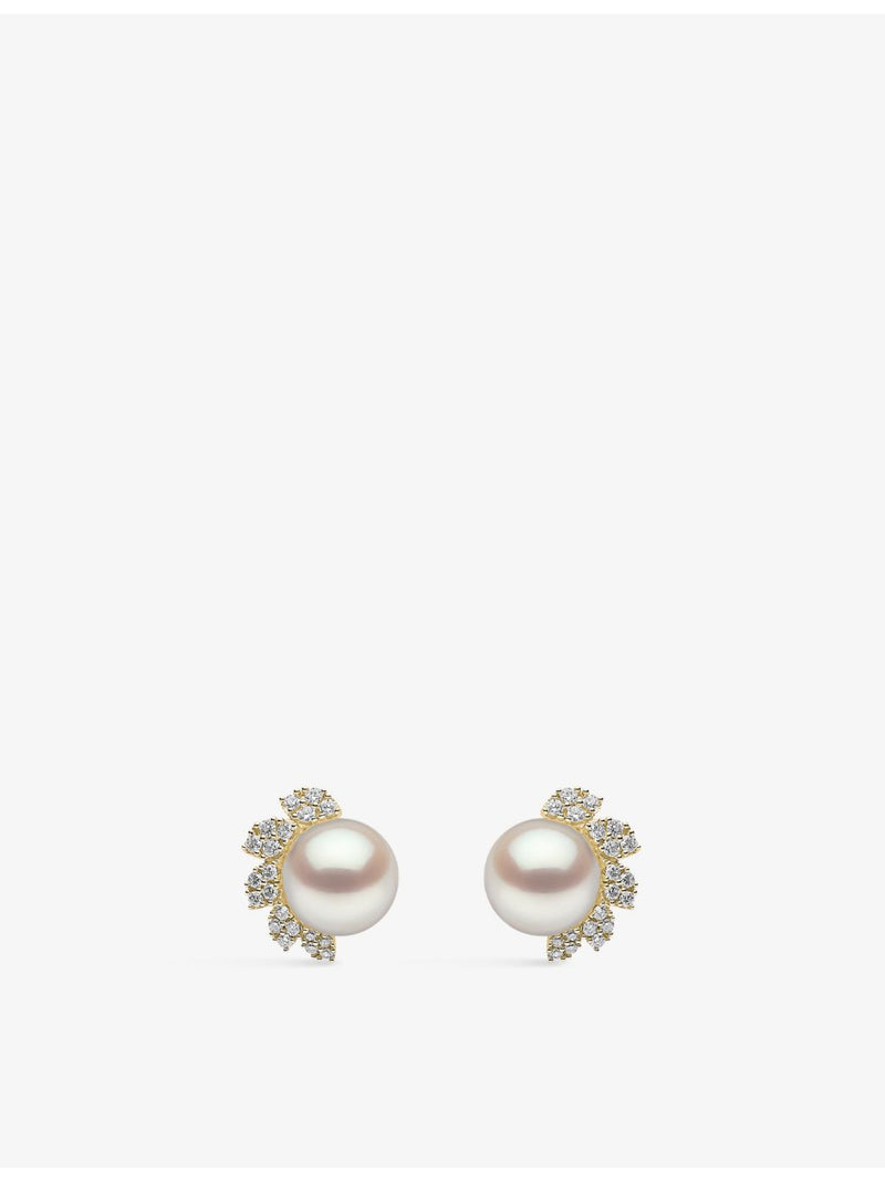 Yoko London diamond pearl earrings 18ct white gold, imported from the UK