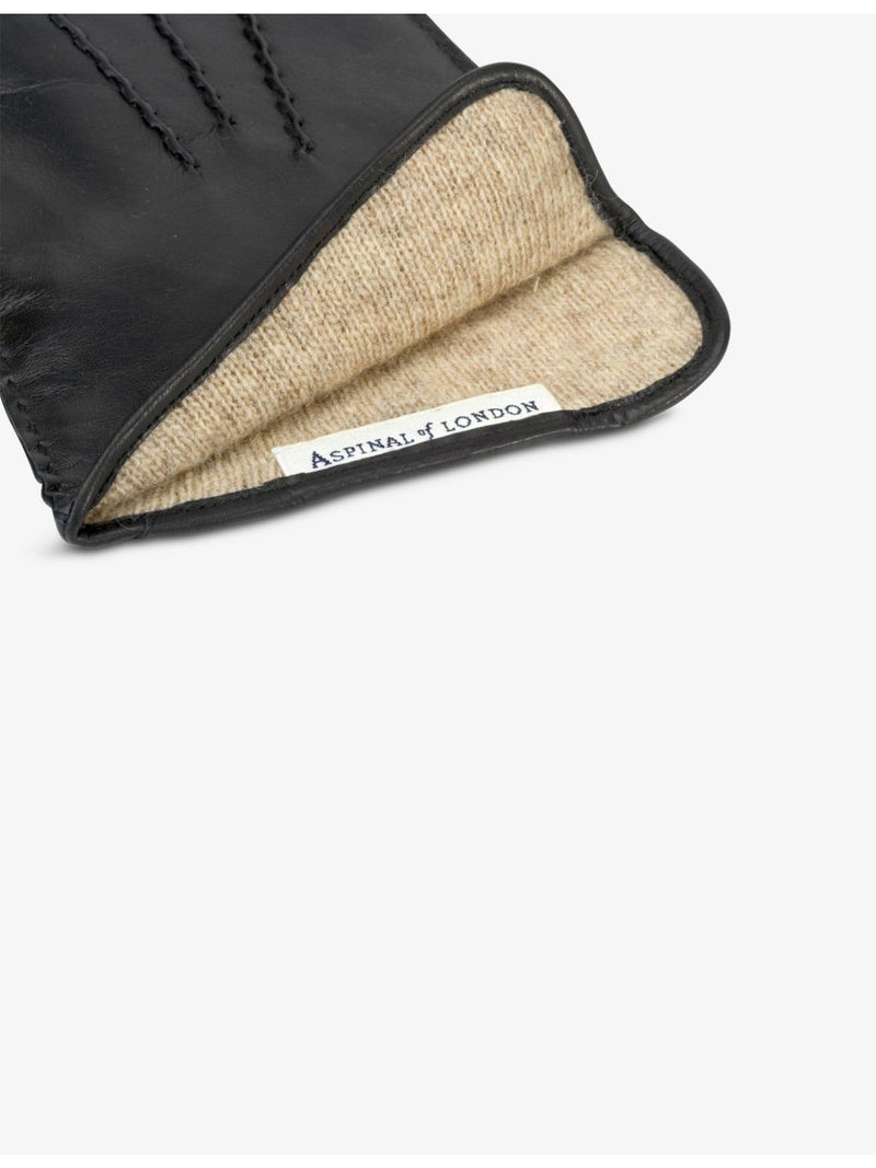 Aspinal of London cashmere and leather gloves, wrist length - British product