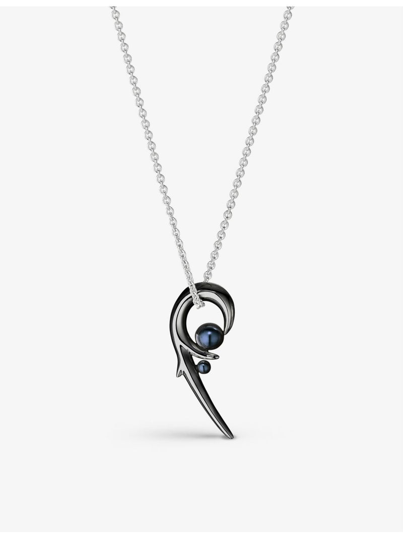 Shaun Leane rhodium-plated sterling silver black pearl necklace - British product
