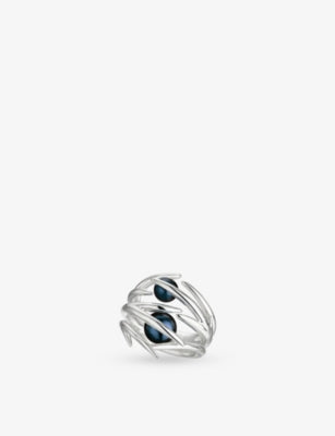 Shaun Leane Double Hooked Black-Pearl Sterling-Silver Ring Width 2cm