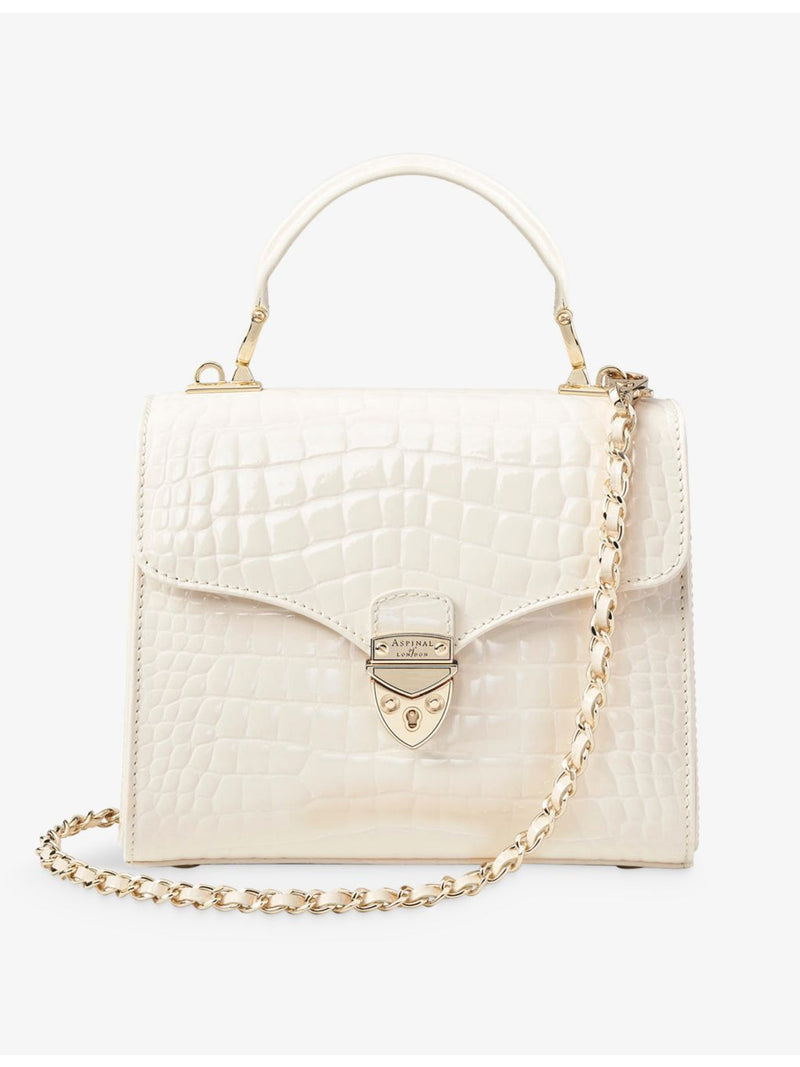 Aspinal of London Mayfair medium croc-embossed leather top-handle bag (British brand)