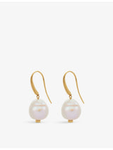 selfridges Monica Vinader Nura Keshi 18ct Yellow Gold-Plated Vermeil Sterling Silver Pearl Earrings 16mm Drop- Buy online at McGrocer