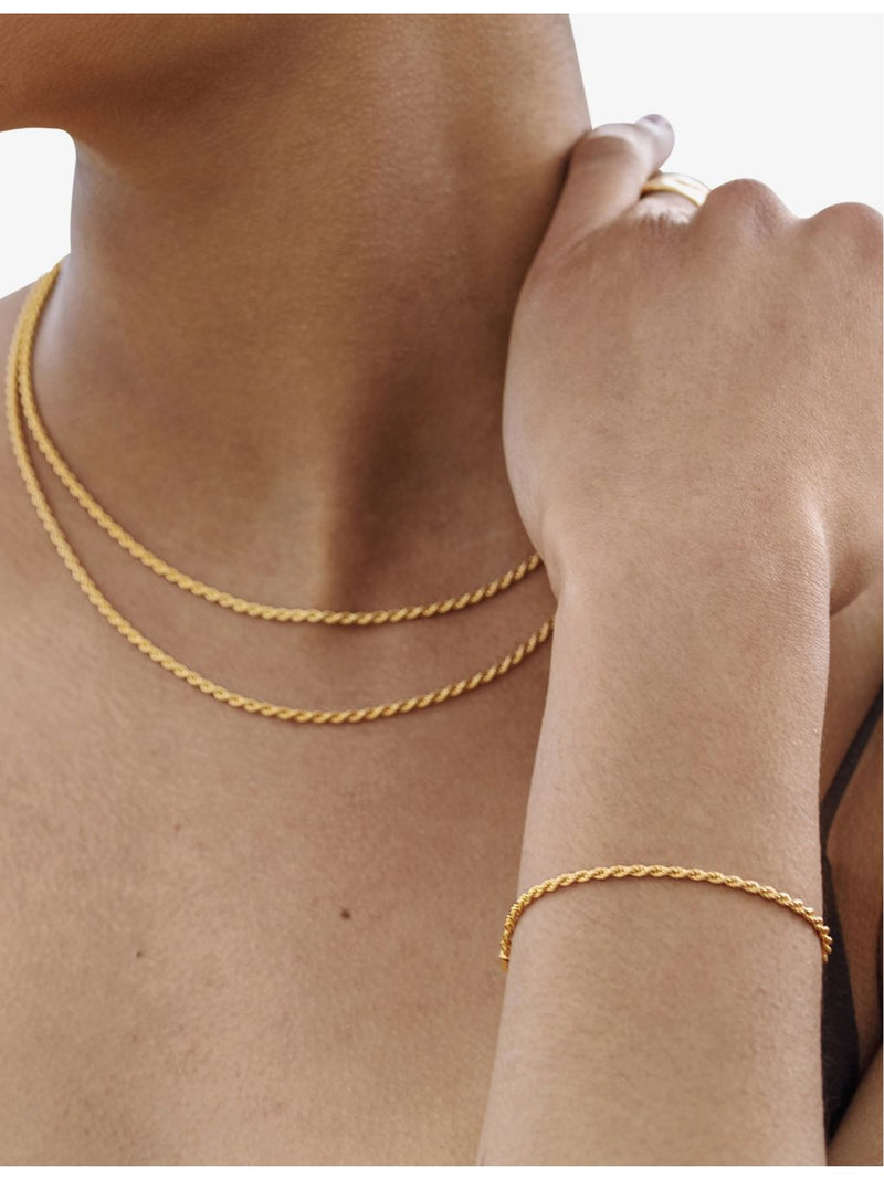 Monica Vinader Corda friendship bracelet in vermeil sterling silver, UK version