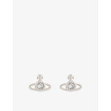 selfridges Vivienne Westwood Nano Solitaire Platinum-Plated Brass and Crystal Stud Earrings- Buy online at McGrocer