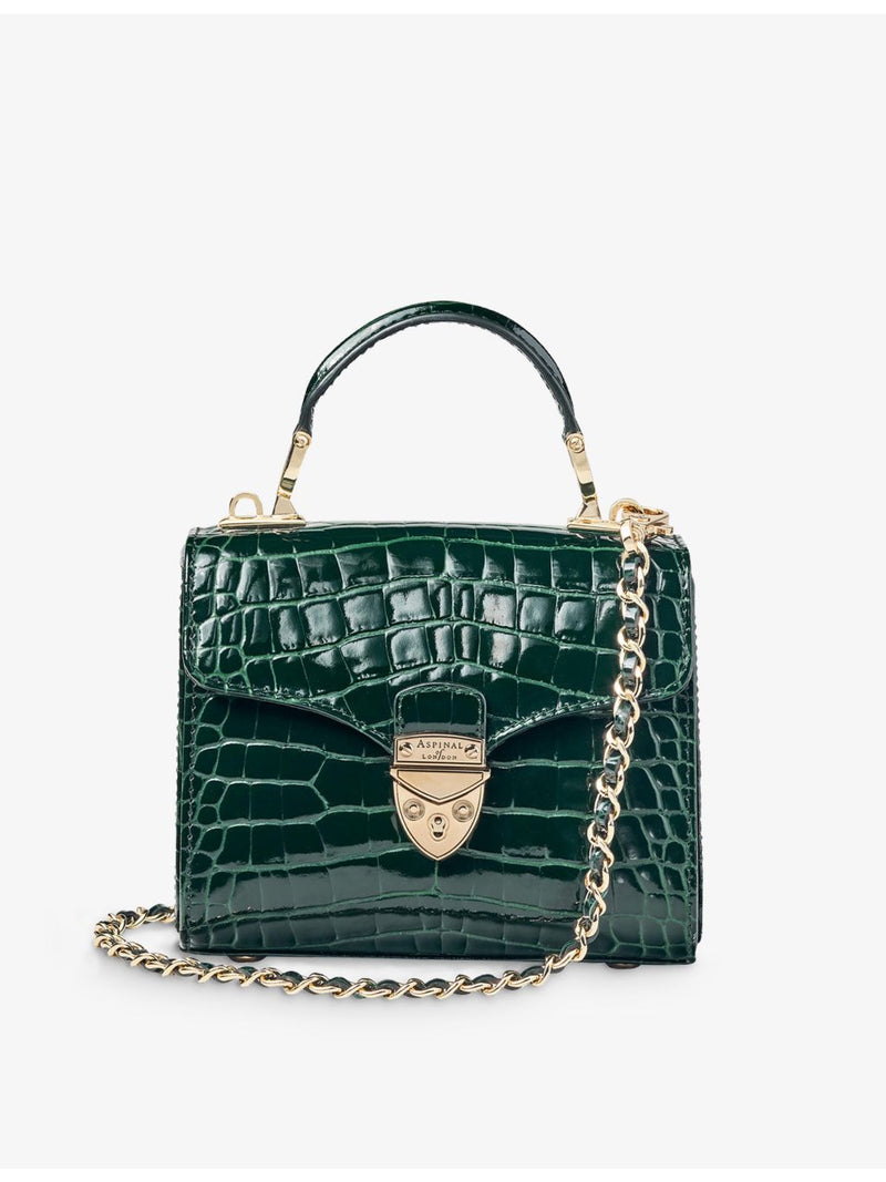 Aspinal of London Mayfair mini crocodile-embossed leather bag, UK version