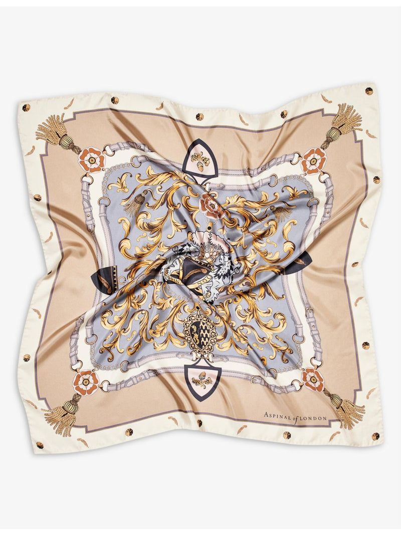 Aspinal of London graphic print silk scarf 90cm, imported from the UK