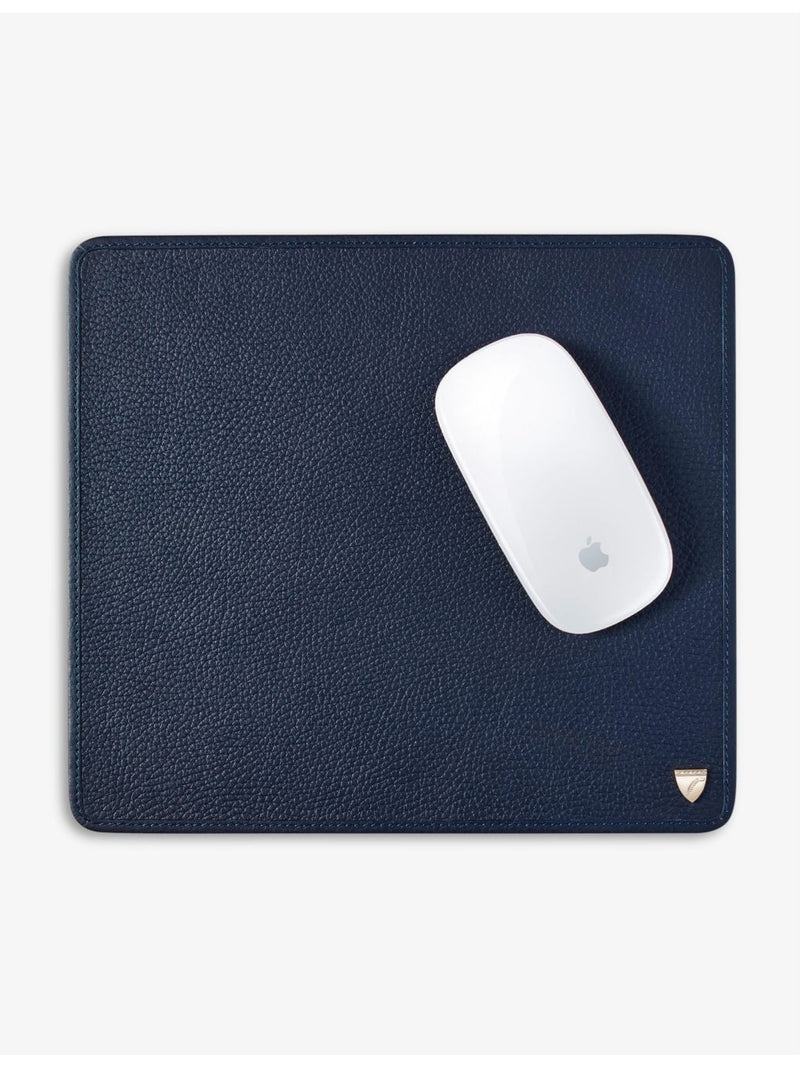 Aspinal of London logo-embossed grained-leather mouse pad 22.5x25cm, imported from the UK