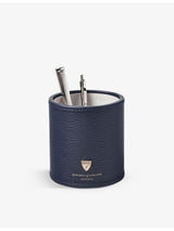 selfridges Aspinal of London Logo-Embellished Grained-Leather Pen Pot 10cm- Buy online at McGrocer
