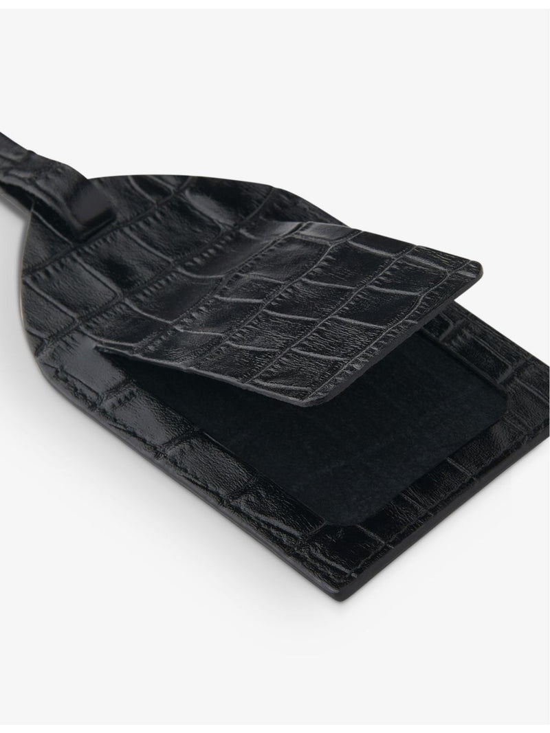 Whistles croc-embossed leather luggage tag with gold-tone stamp - British product