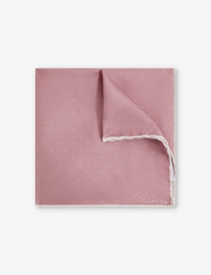 Reiss Liam Polka-dot Logo-print Silk Pocket Square 32cm