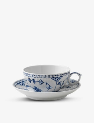 Royal Copenhagen cup and saucer set Blue Fluted Half Lace 200ml - British product