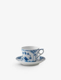 Royal Copenhagen Blue Fluted Lace porcelain cup and saucer set (British brand)