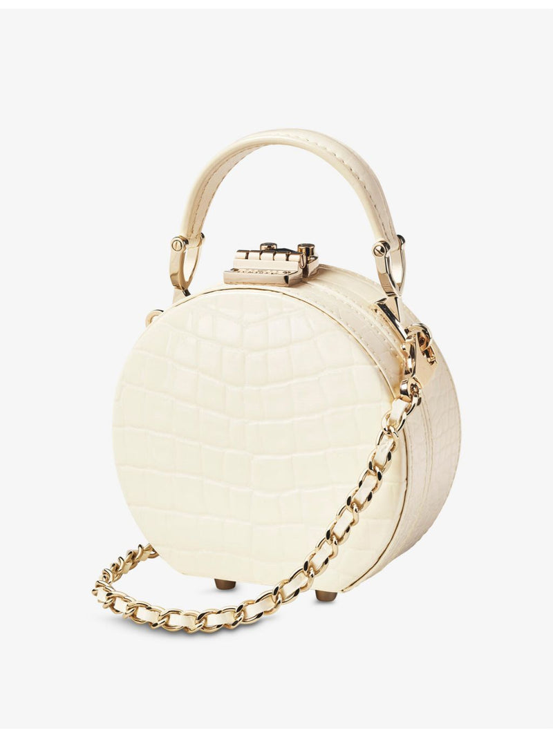 Aspinal of London Hat Box mini croc-embossed leather cross-body bag - British product