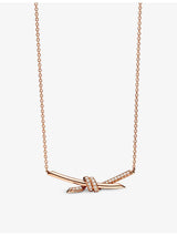 selfridges Tiffany & Co. Knot 18ct Rose-Gold 0.25ct Brilliant-Cut Diamond Pendant Necklace- Buy online at McGrocer