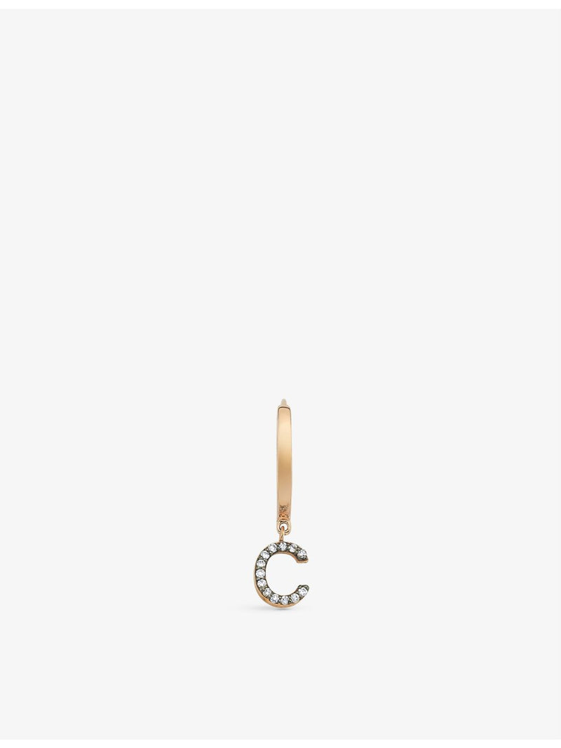 Selda C Initial 14ct rose gold huggie earring, UK version