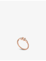 selfridges Tiffany & Co. T Wire 18ct Rose-Gold 0.13ct Brilliant-Cut Diamond Ring- Buy online at McGrocer